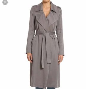Badgley Mischka Long Rain Coat Faux Leather Belt